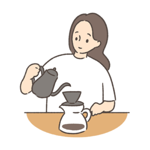 コーヒーを淹れる女性<br />
<b>Warning</b>:  Undefined variable $alt in <b>/home/uiui/yurusozai.net/public_html/wp-content/themes/yurusozai/content.php</b> on line <b>5</b><br />
