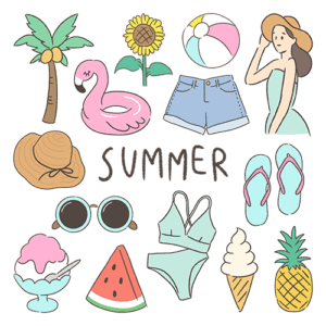 夏セットのイラスト素材